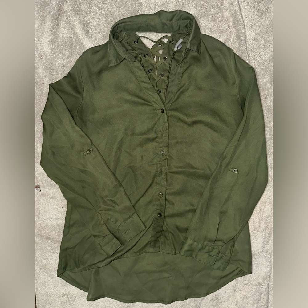 Charlotte Russe Olive Button Down Shirt